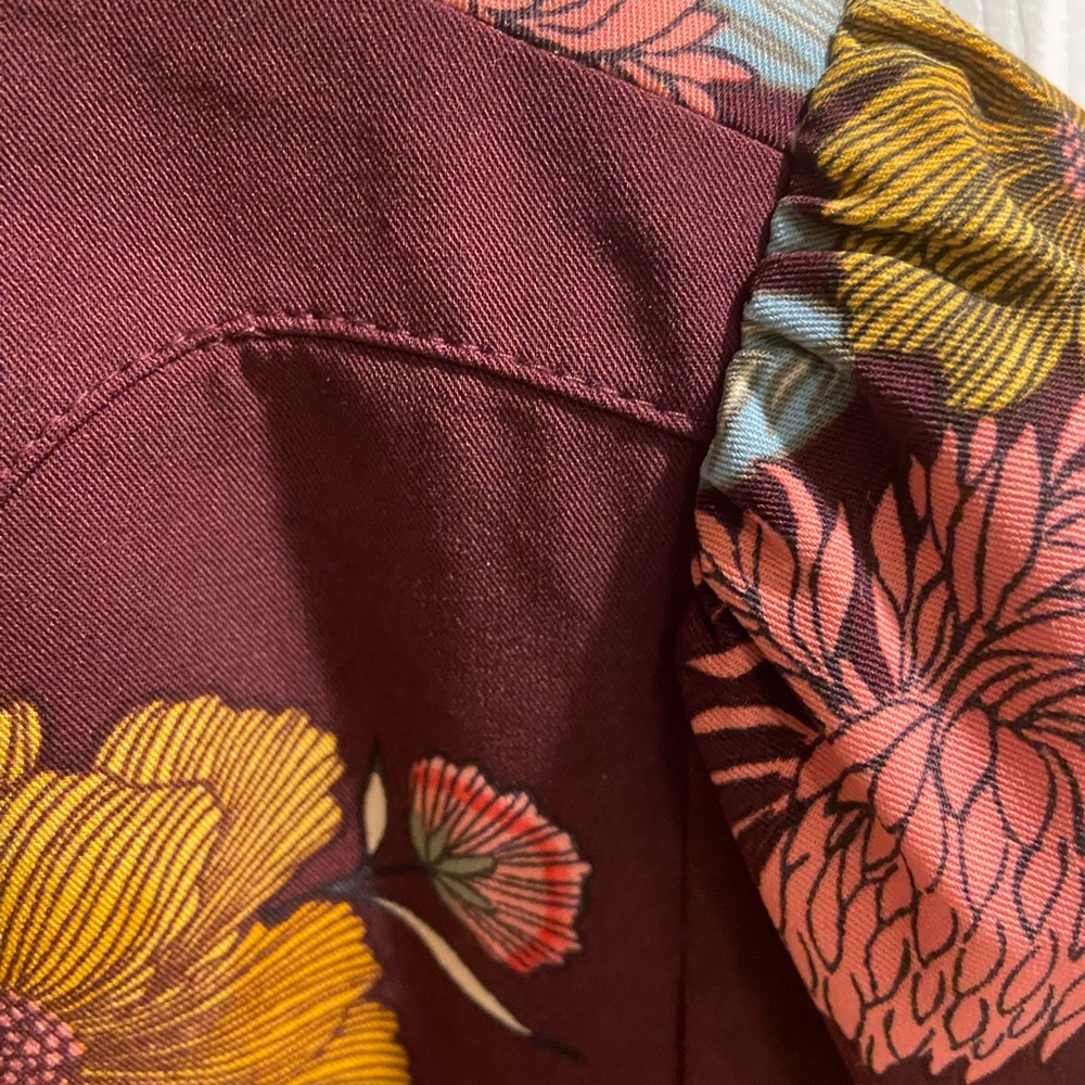 LOFT Burgundy Floral Long Sleeve Dress 12p EUC - Picture 8 of 8